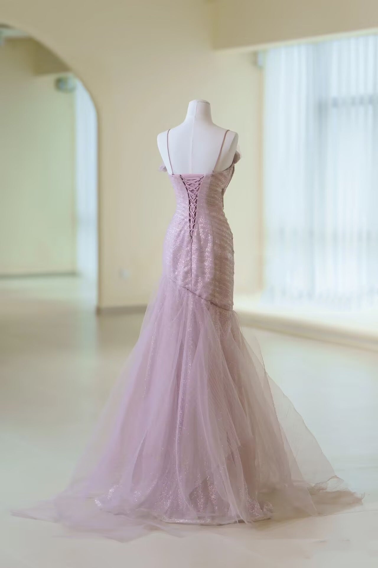 Fairy Mermaid Strapless Pink Prom Dresses Evening Dress P2040