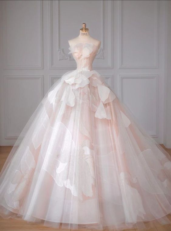 Ball Gown Strapless Pink Sweet 16 Dresses P2052