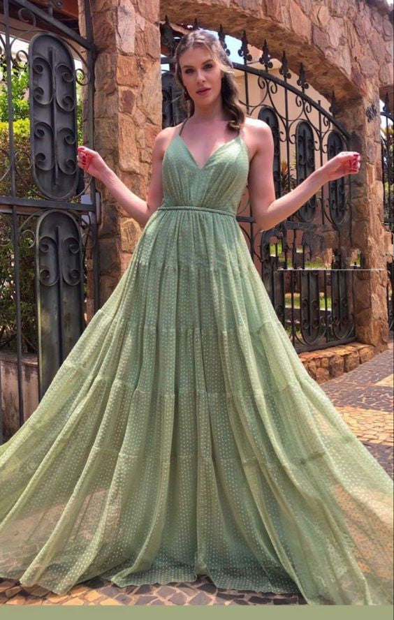 Sexy A Line Straps Sage Green Tulle Prom Dresses 21th Birthday Outfit –  PreppyDress