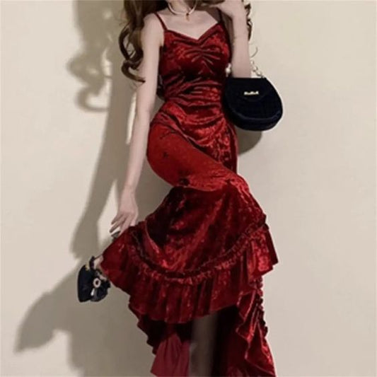 Sexy Sheath Long Burgundy Velvet Prom Dress 21th Birthday Outfits P2184