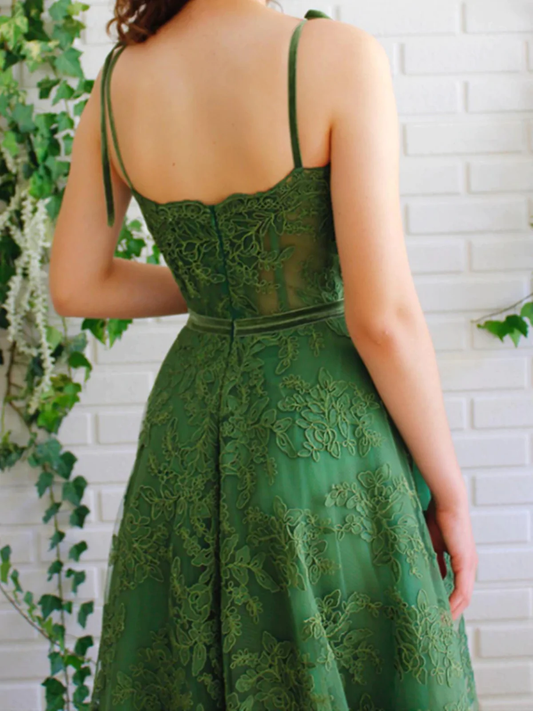 Green Lace Long Formal Graduation Dresses Birthday Outfits P2198