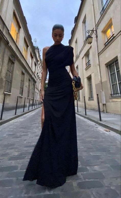 Simple Mermaid One Shoulder Long Black Prom Dress P595