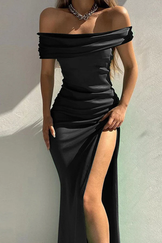 Sexy Mermaid Off The Shoulder Black Evening Prom Dress 22th Birthday Outfits P648