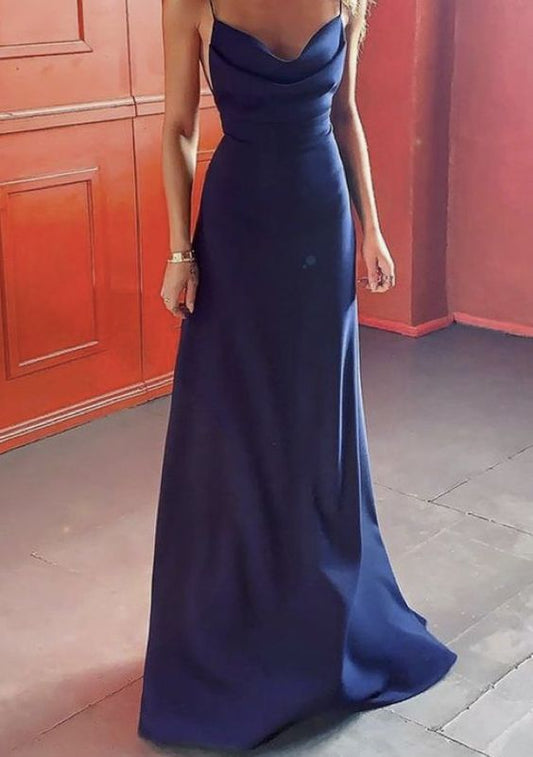 Elegant Mermaid Straps Navy Blue Prom Dress 22th Birthday Outfits P656