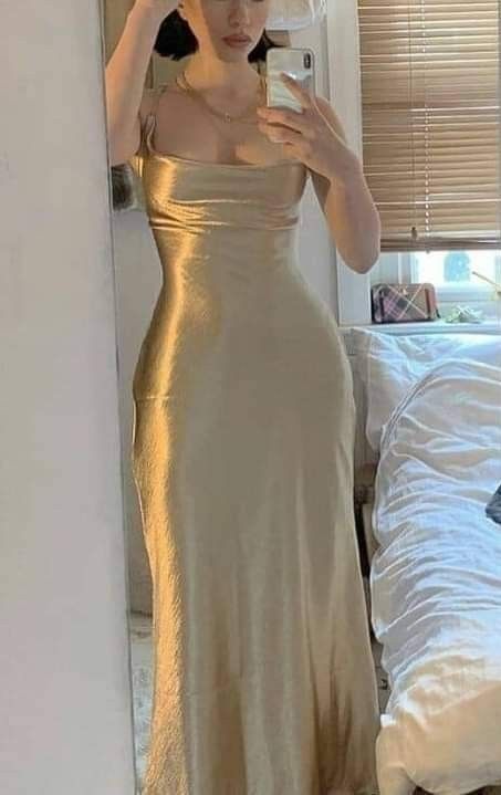 Elegant Mermaid Straps Gold Maxi Dress 21th Birthday Outfits P659