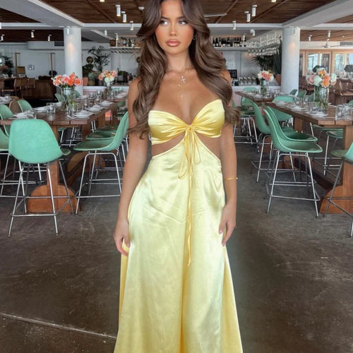 Sexy Mermaid Spaghetti Straps Yellow Prom Dress 21th Birthday Outfit P664