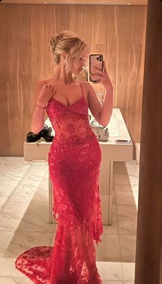 Beautiful Spaghetti Straps Birthday Party Dresses Red Lace Prom Dresse PreppyDress