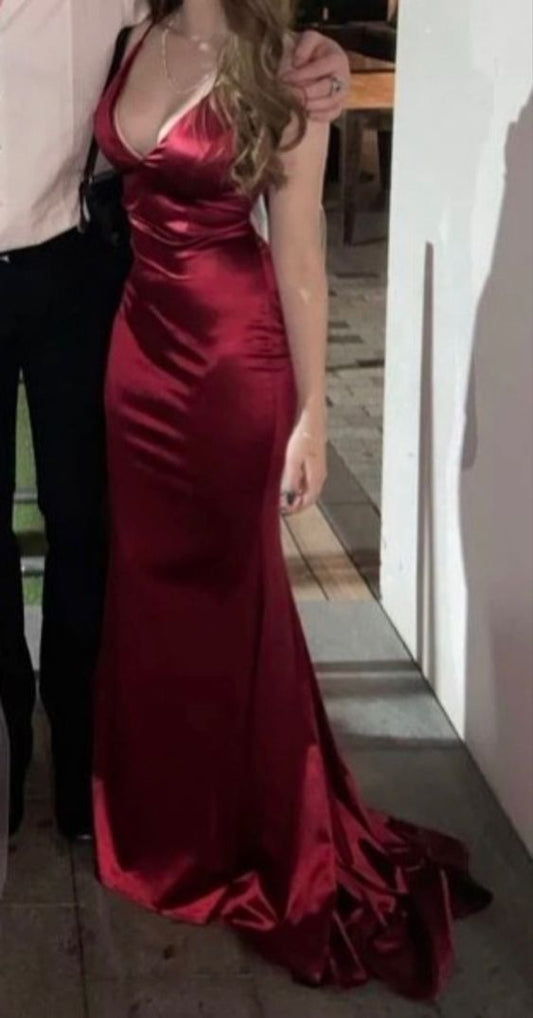 Sexy Mermaid Burgundy Spaghetti Straps Prom Dress 22th Birthday Outfits P750