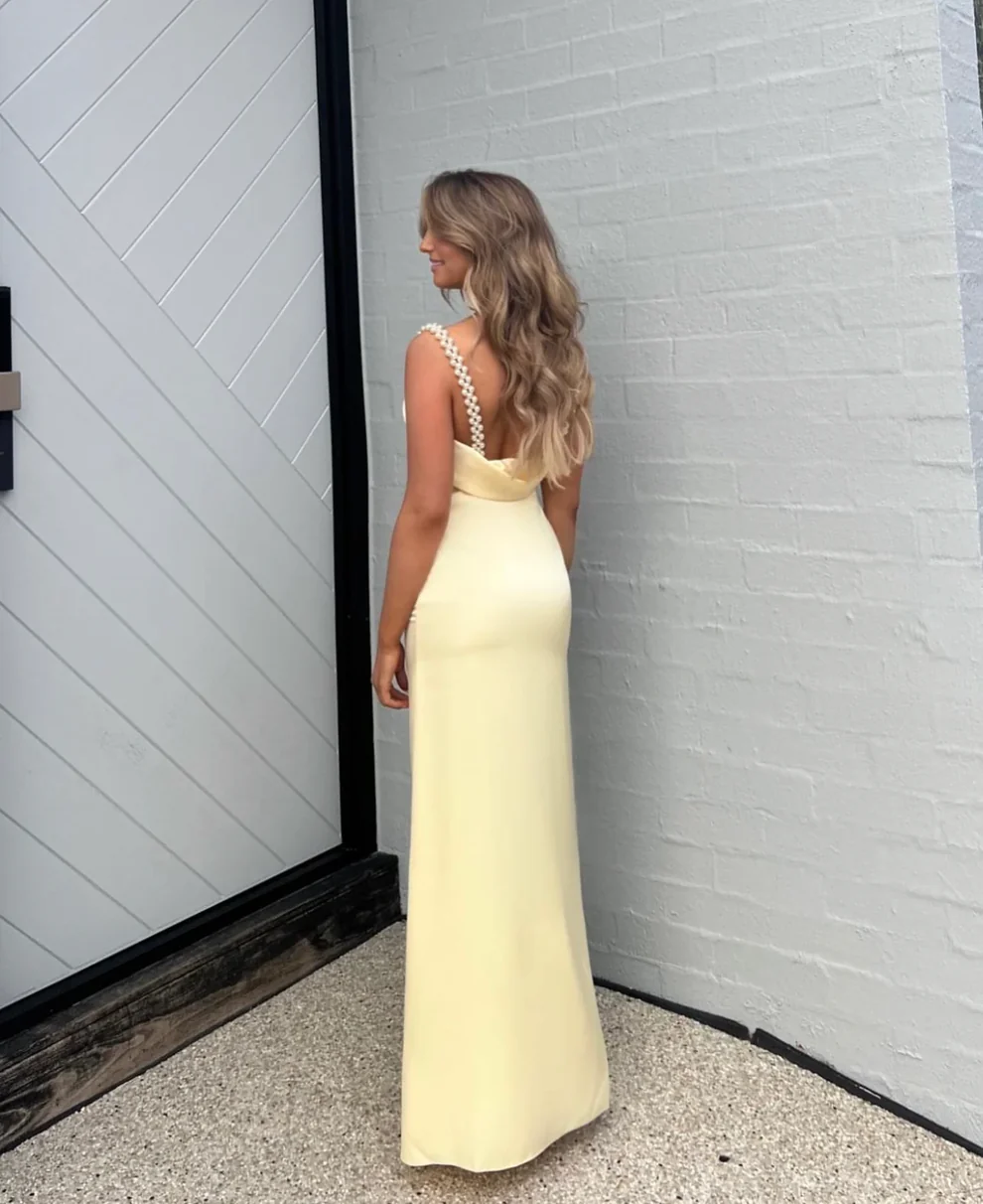 A line Backless Evening Party Dress Silk Satin Long Prom Dress P821