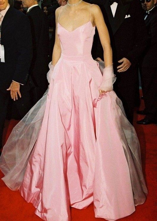 Glamorous A line Straps Pink long prom dress P961