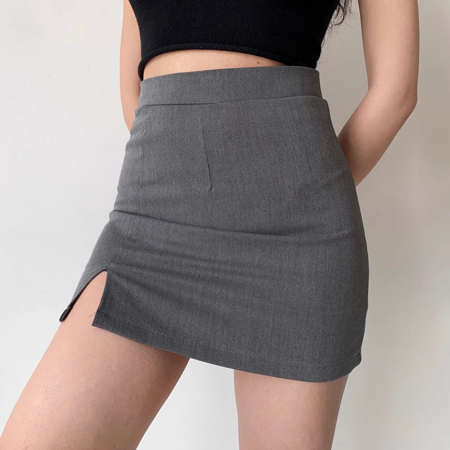 Sexy high-waisted slit hip-covering skirt for women, anti-exposure A-line short skirt, one-step skirt P347