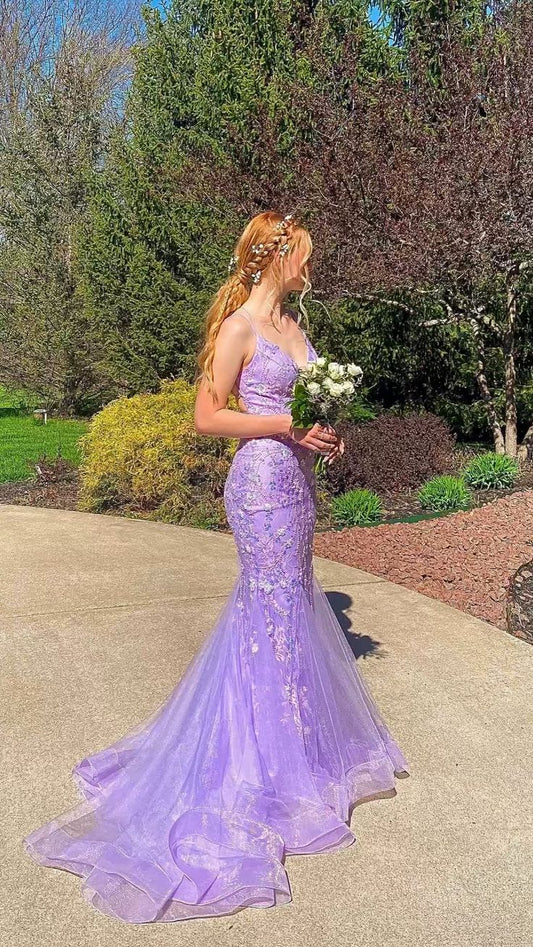 Charming Mermaid Lace Prom Dress Long Prom Dresses P531