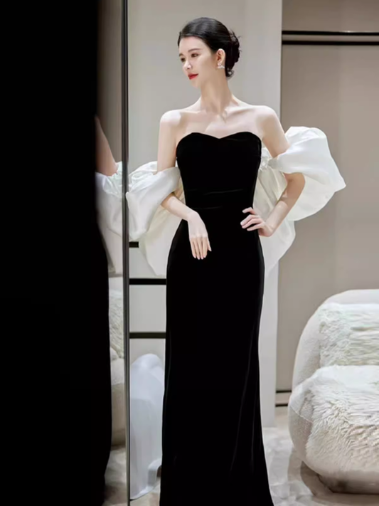 Sexy Mermaid Off The Shoulder Black Prom Dresses Long Prom Dress P477