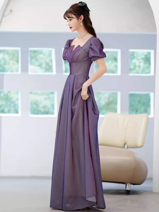 Sexy A line Grape Sequin Prom Dress Long Prom Dresses P553