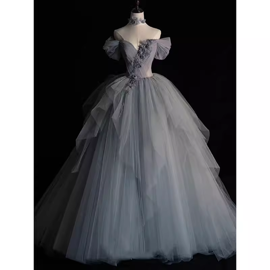 Princess Ball Gown Tulle Prom Dress Long Prom Dresses P550