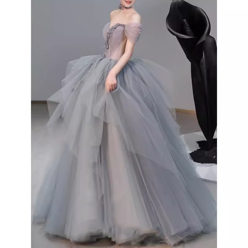 Princess Ball Gown Tulle Prom Dress Long Prom Dresses P550