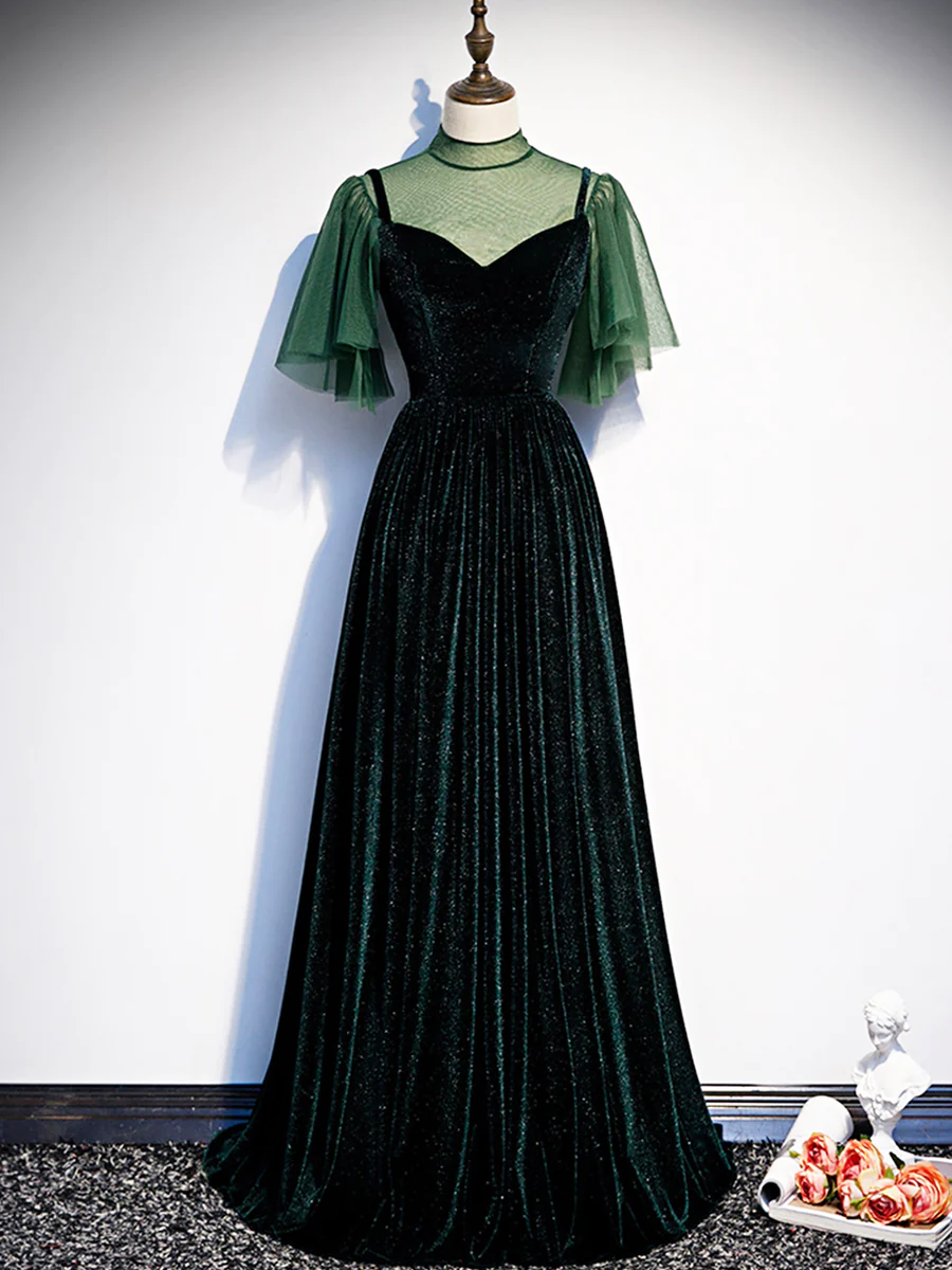 Elegant A-Line Green Evening Dress Long Prom Dress P589