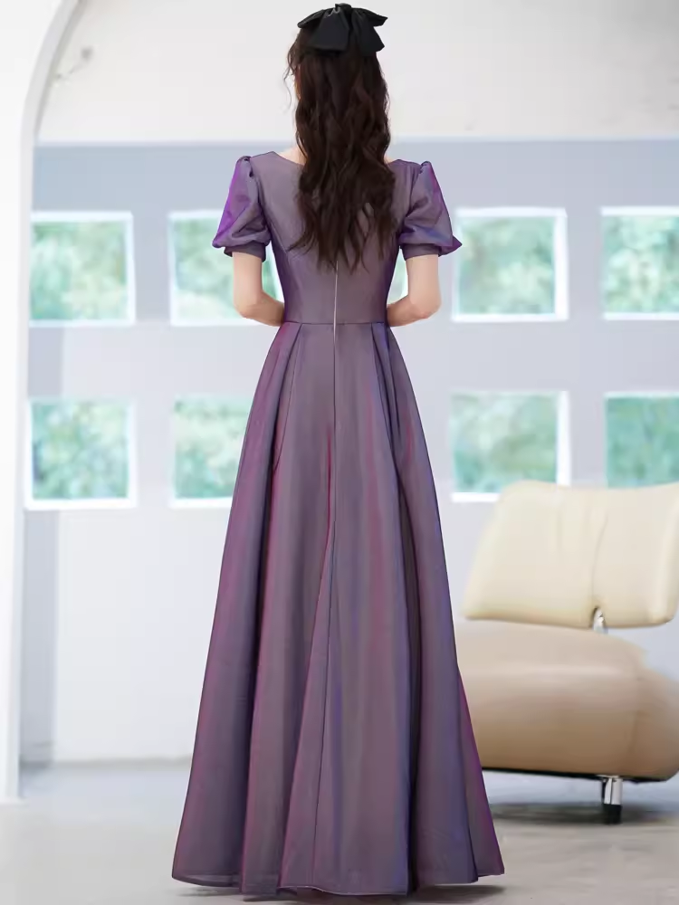 Sexy A line Grape Sequin Prom Dress Long Prom Dresses P553