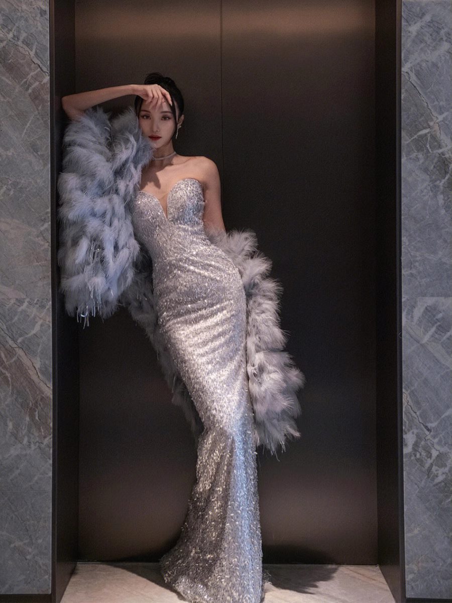 Luxury Mermaid Sweetheart Sequin Long Prom Dresses P512