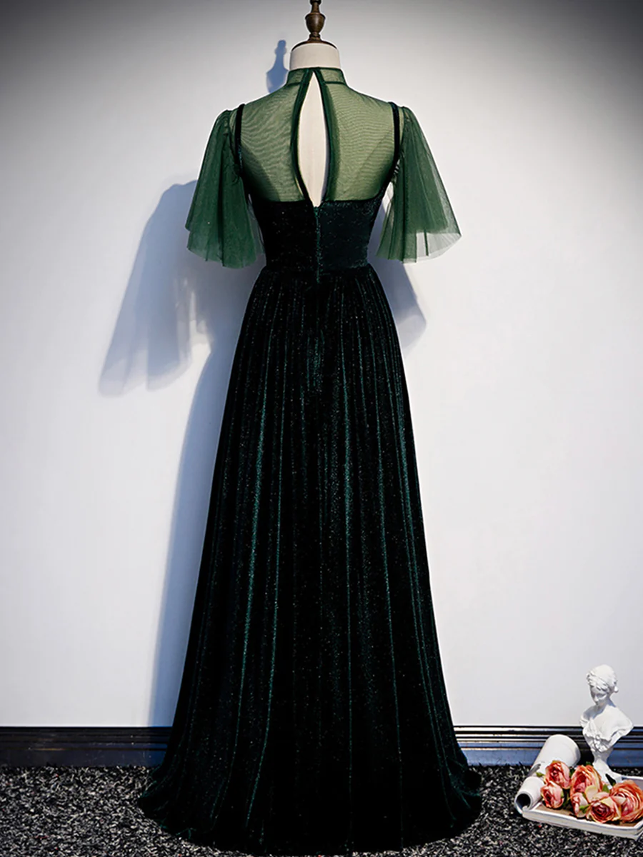 Elegant A-Line Green Evening Dress Long Prom Dress P589