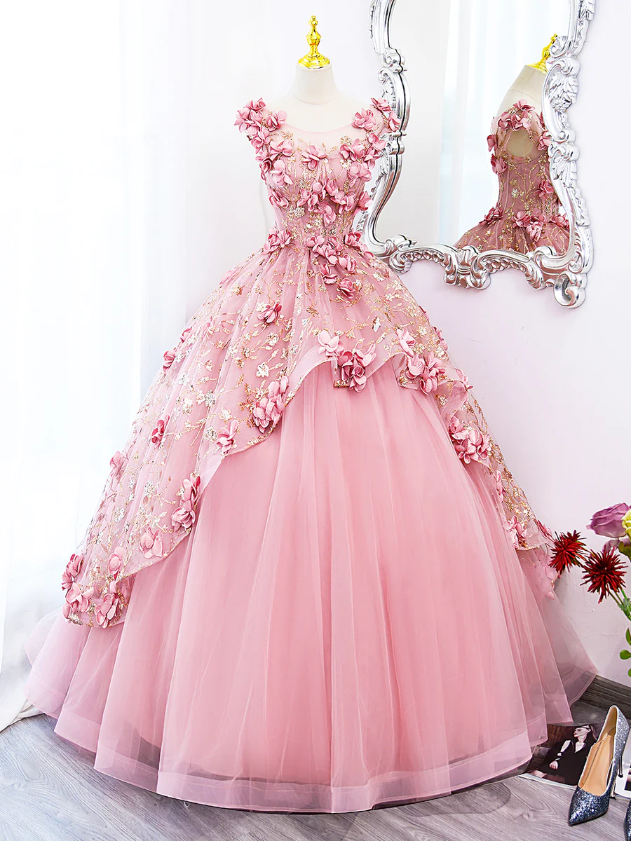 Beautiful Ball Gown Sweet 16 Dress With Flowers P616
