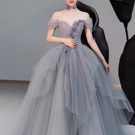 Princess Ball Gown Tulle Prom Dress Long Prom Dresses P550