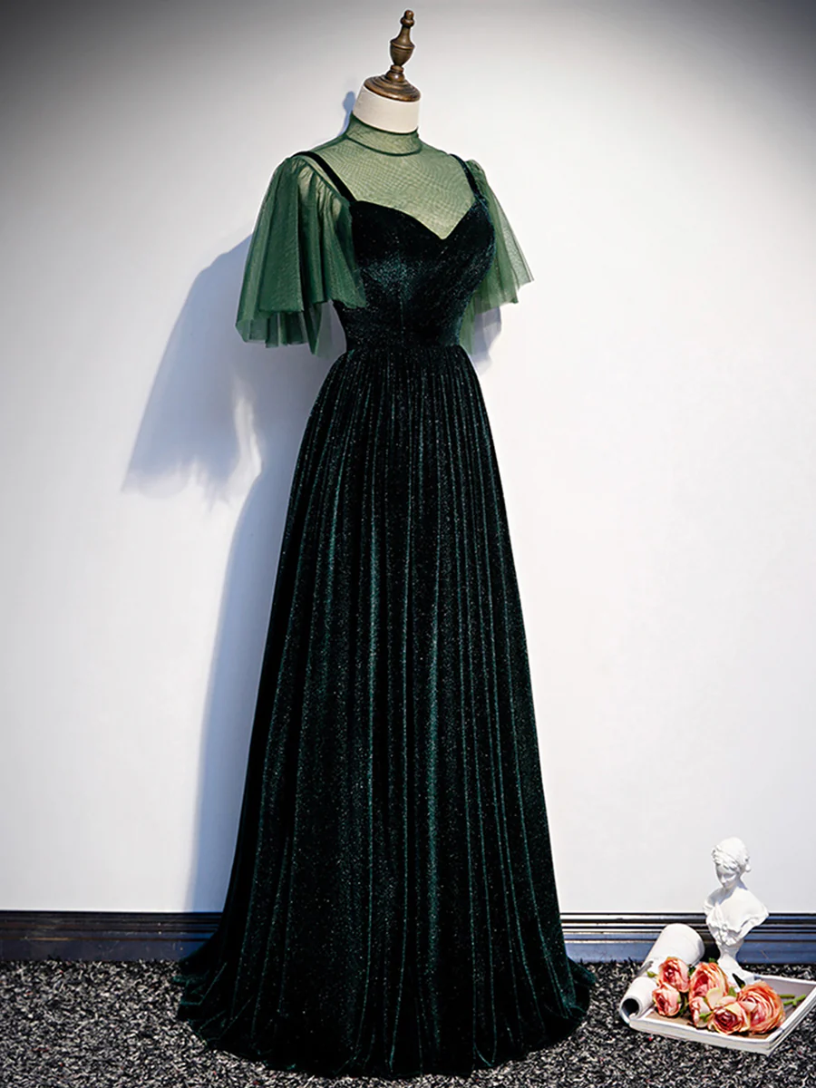 Elegant A-Line Green Evening Dress Long Prom Dress P589