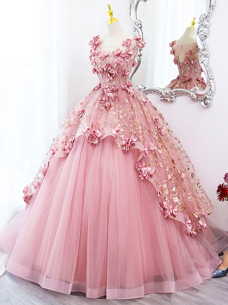 Beautiful Ball Gown Sweet 16 Dress With Flowers P616