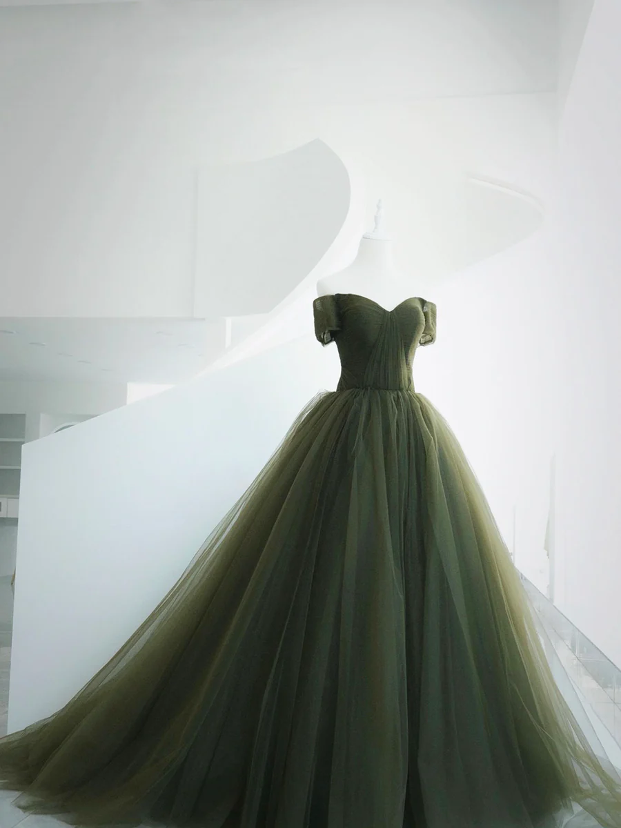 Beautiful Ball Gown Sweet 16 Dress Green Tulle Long Party Dress P623