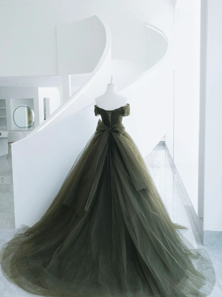 Beautiful Ball Gown Sweet 16 Dress Green Tulle Long Party Dress P623