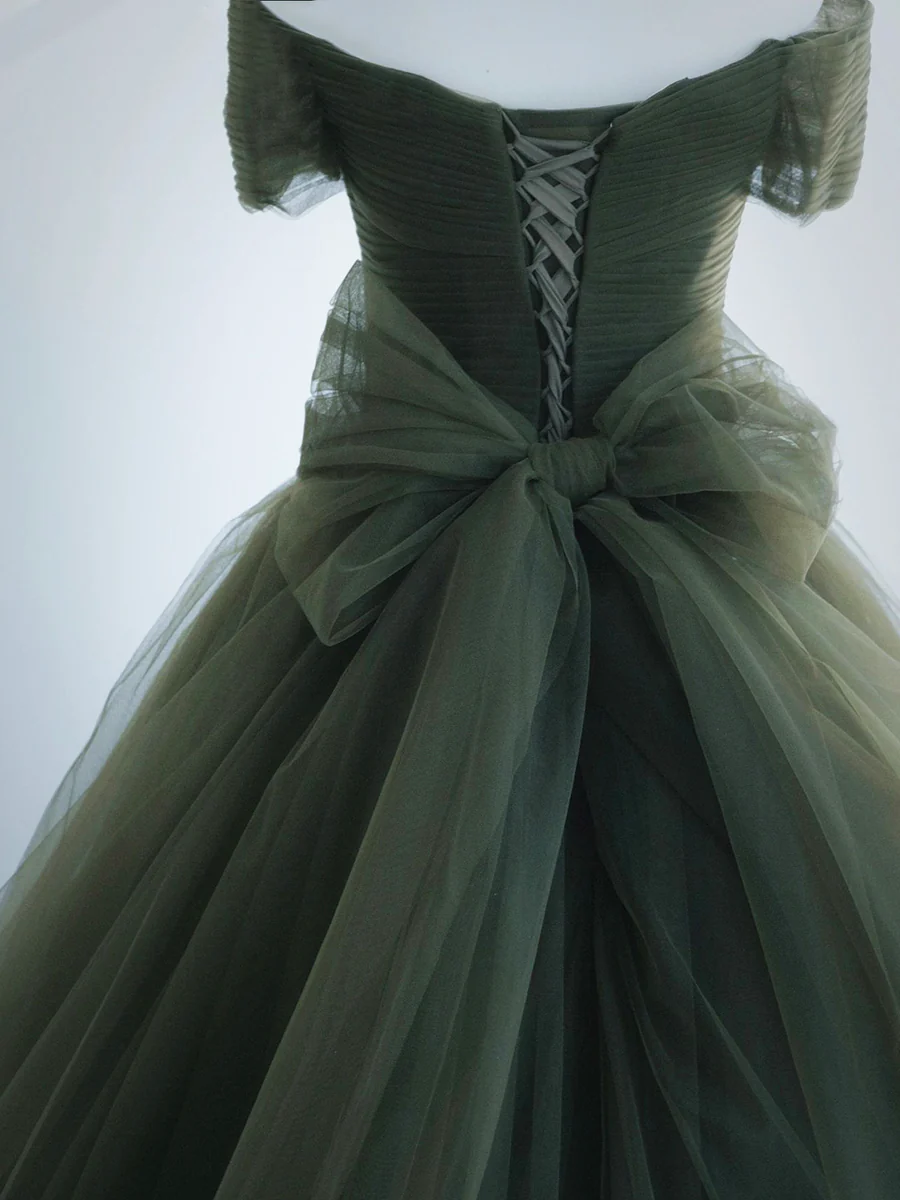 Beautiful Ball Gown Sweet 16 Dress Green Tulle Long Party Dress P623