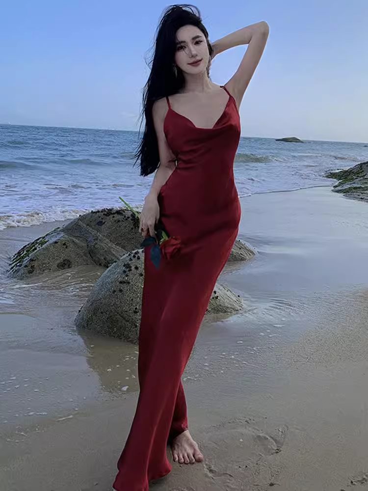 Sexy Mermaid Straps Backless Burgundy Prom Dress 21th Birthday Outfits P681