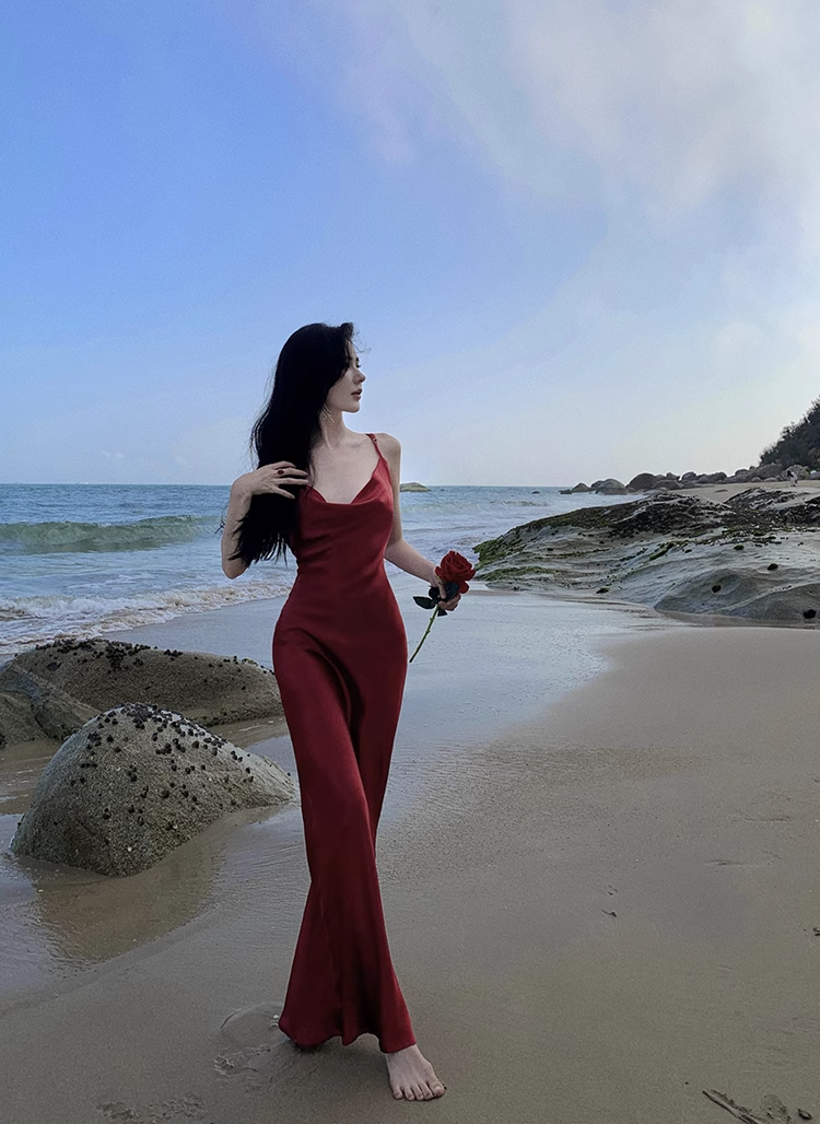 Sexy Mermaid Straps Backless Burgundy Prom Dress 21th Birthday Outfits P681