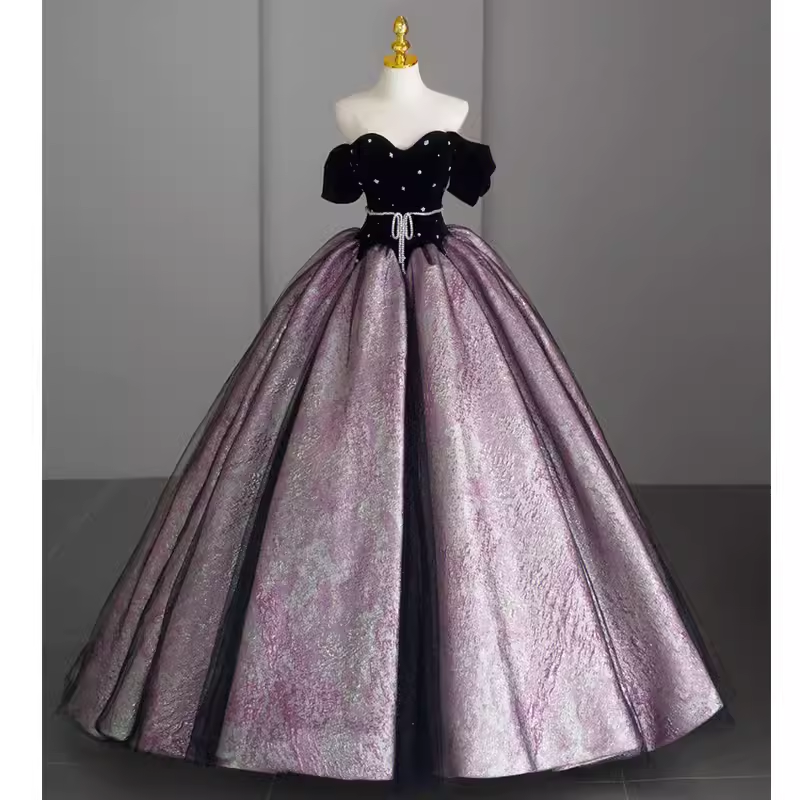 Ball Gown Sweet 16 Dress Off the Shoulder Satin Lilac Sweet 16 Dresses P1327