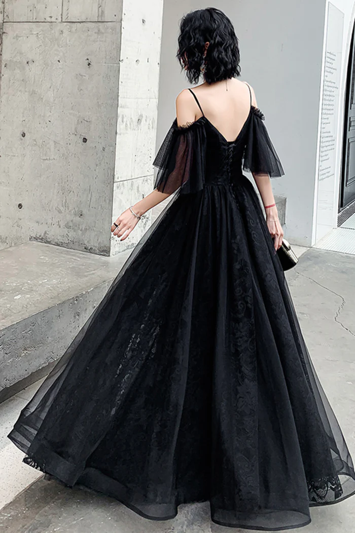 Beautiful Black Off the Shoulder Evening Dress Prom Dresses P2230 PreppyDress