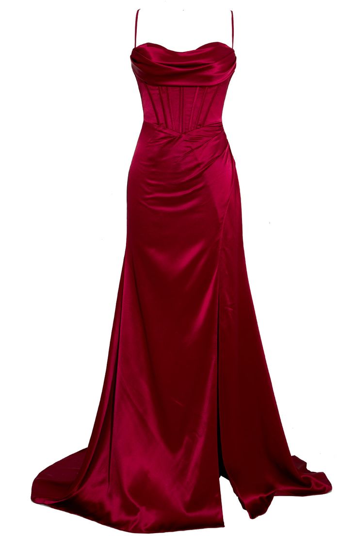 Simple Mermaid Floor Length Prom Dress With Slit P1386