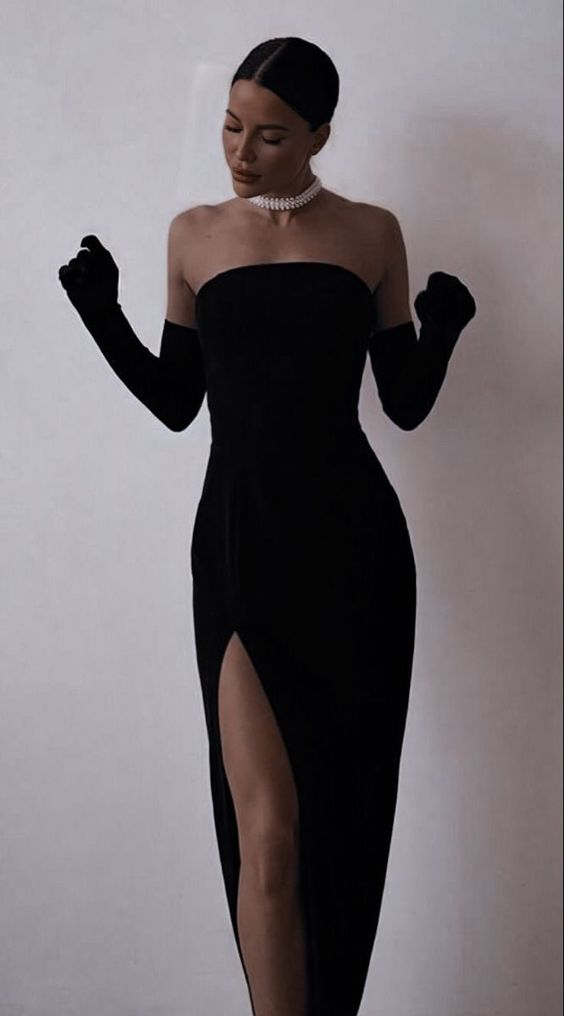 Black shops Dress with Gloves