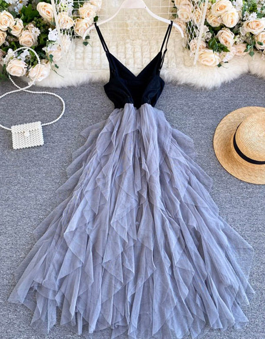 A Line V Neck Tulle Dress Fashion Dress P265