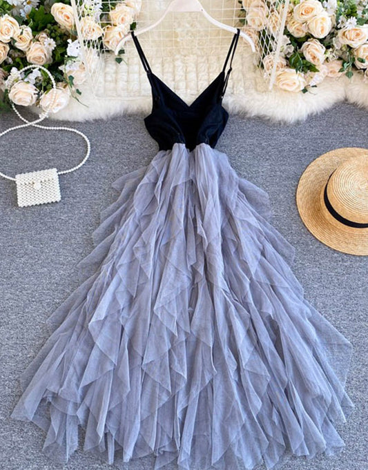 A Line V Neck Tulle Dress Fashion Dress P265