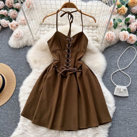 Cute Lace-up Short Dress, A-line Fashion Dress P274