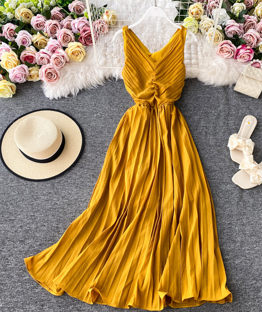 Simple V-neck Dress Sleeveless Dress P267