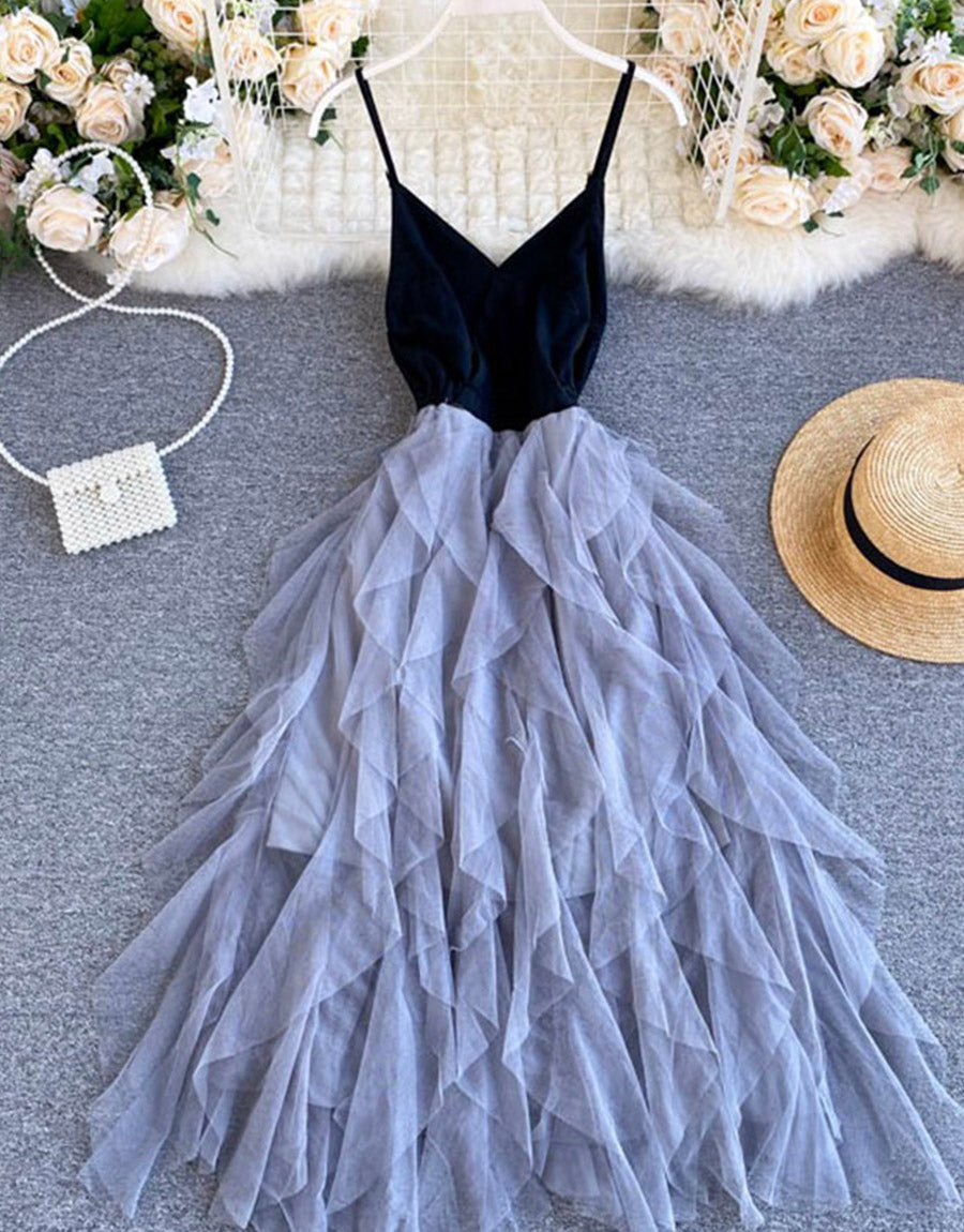 A Line V Neck Tulle Dress Fashion Dress P265