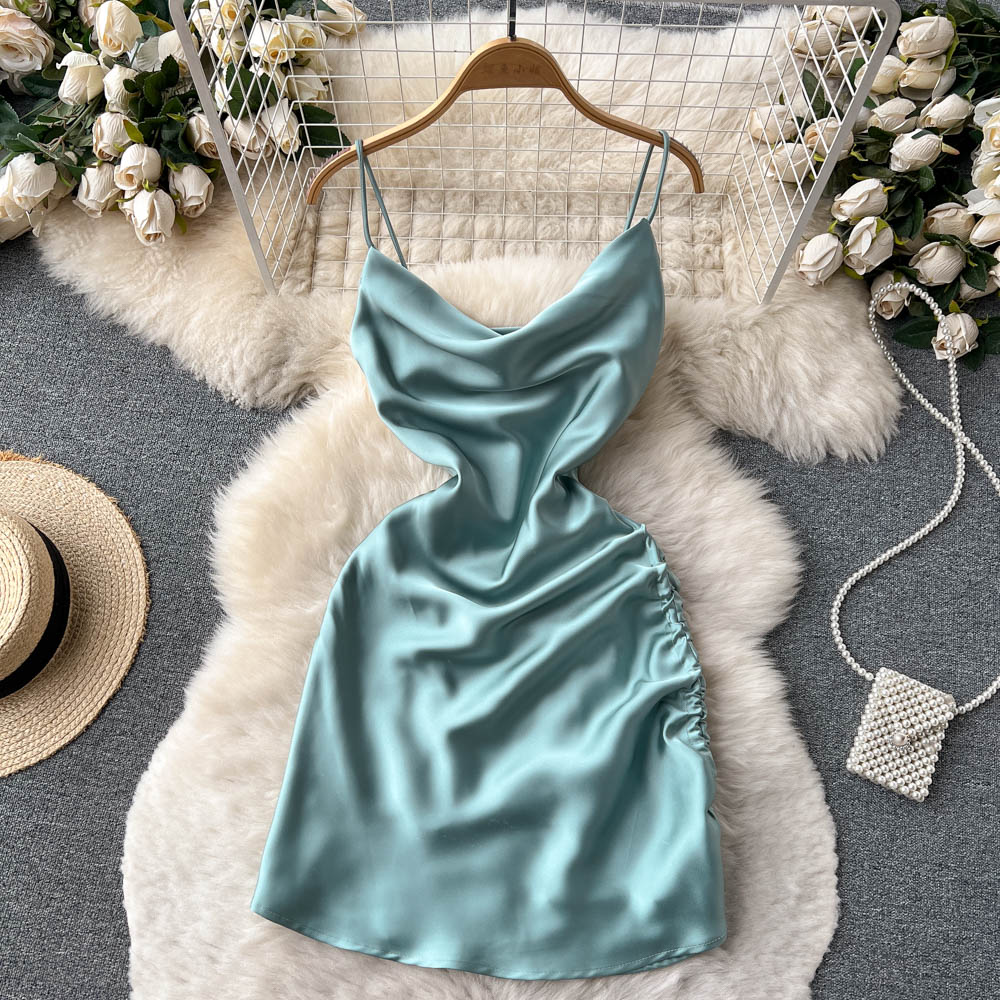 Simple Satin Short Dress, Fashion Dress P270