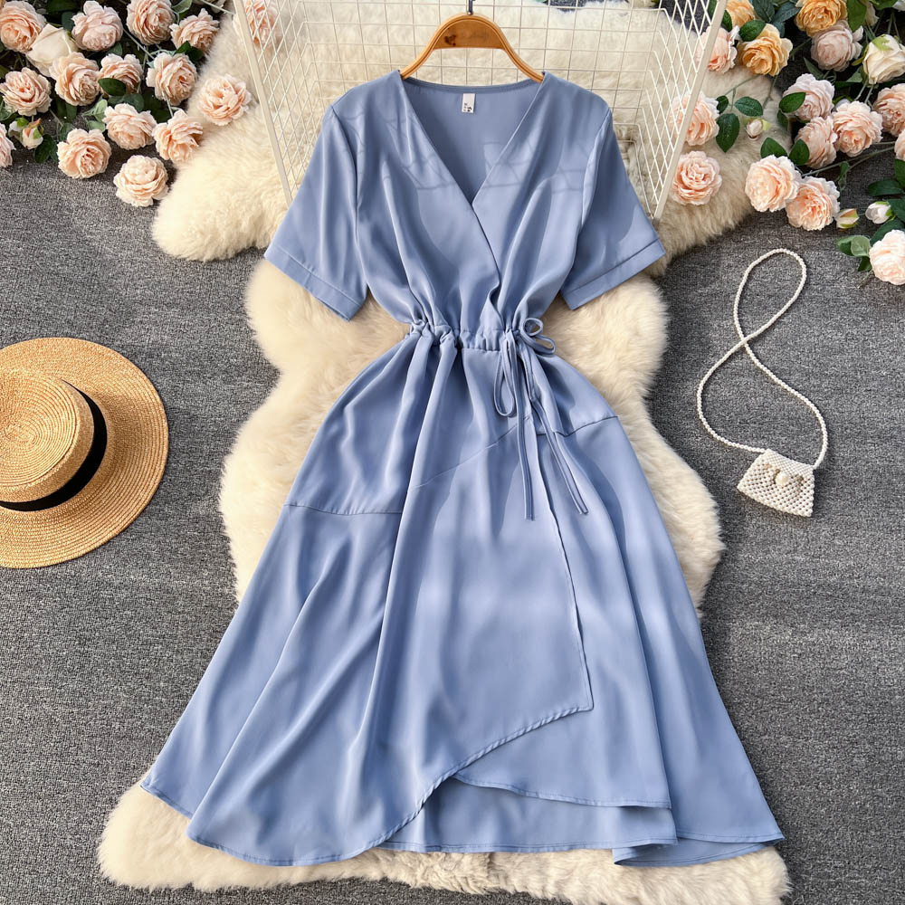 Lovely V-neck Short Dress, A-line Girl Fashion Dress P276