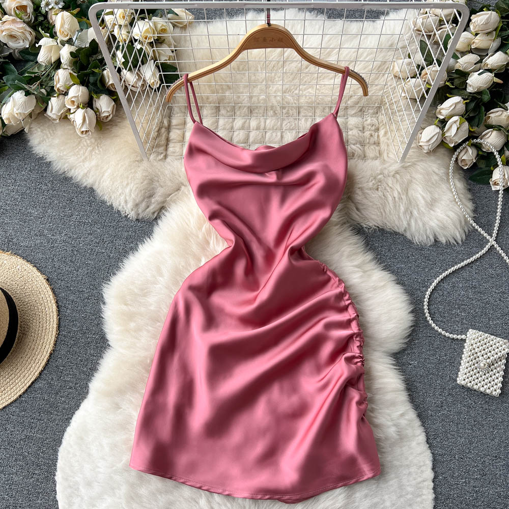 Simple Satin Short Dress, Fashion Dress P270