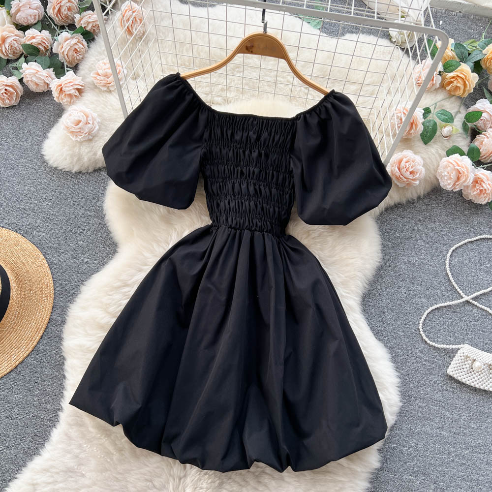 Cute Puff Sleeve Dress, A-line Fashion Girl Dress P273