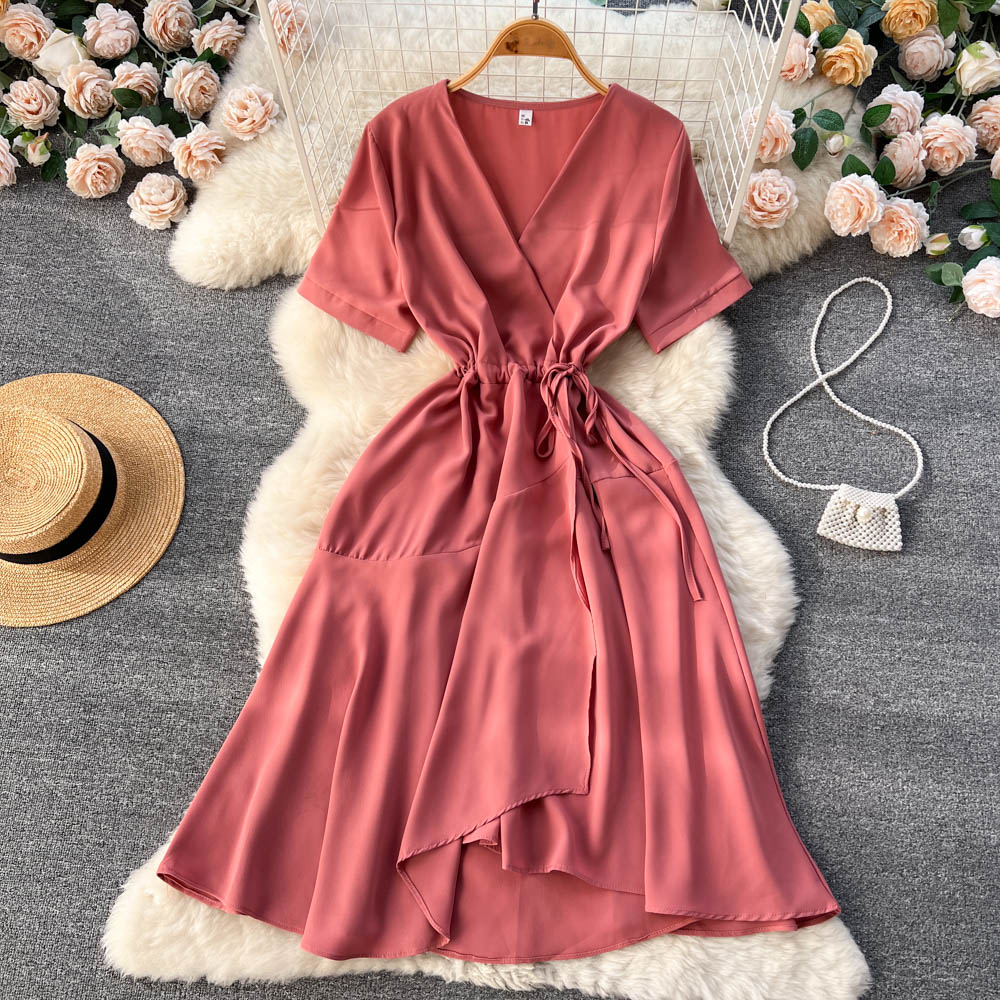 Lovely V-neck Short Dress, A-line Girl Fashion Dress P276