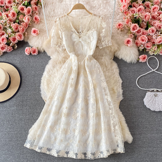 Cute Lace Short A Line Dress Fashion Dress P260