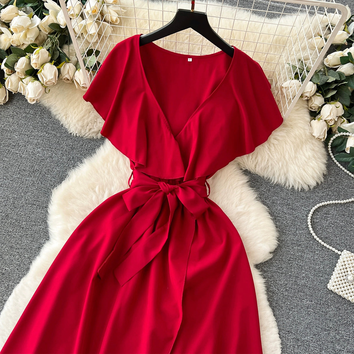 Cute V-neck Dress, A-line Fashion Dress P262