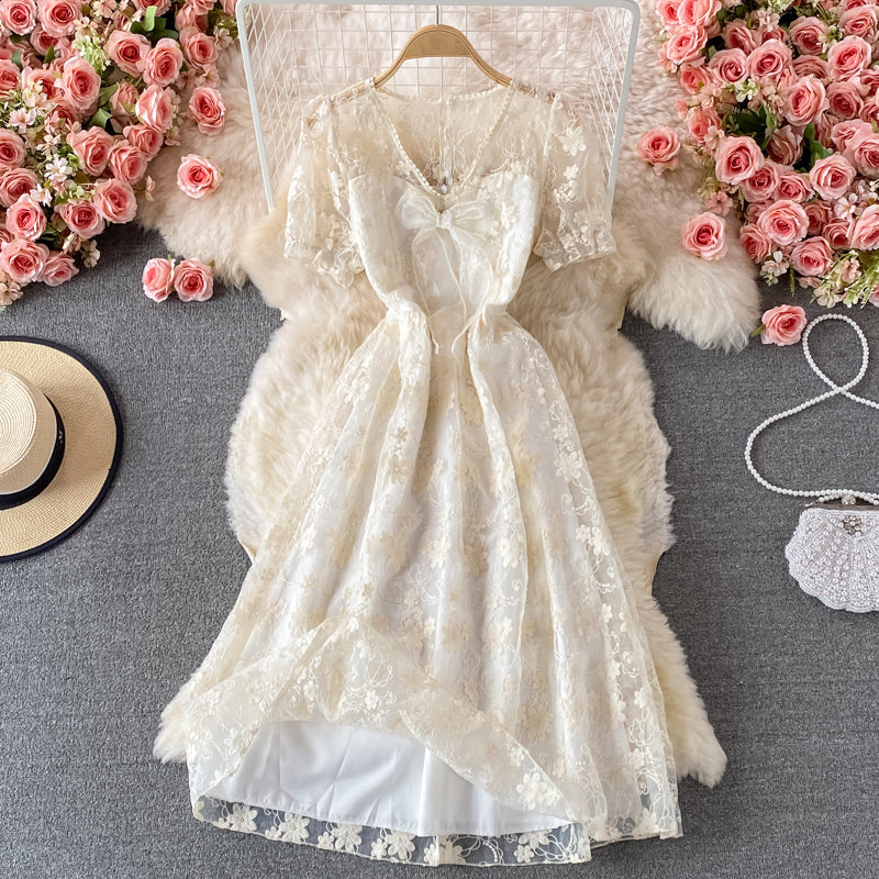 Cute Lace Short A Line Dress Fashion Dress P260